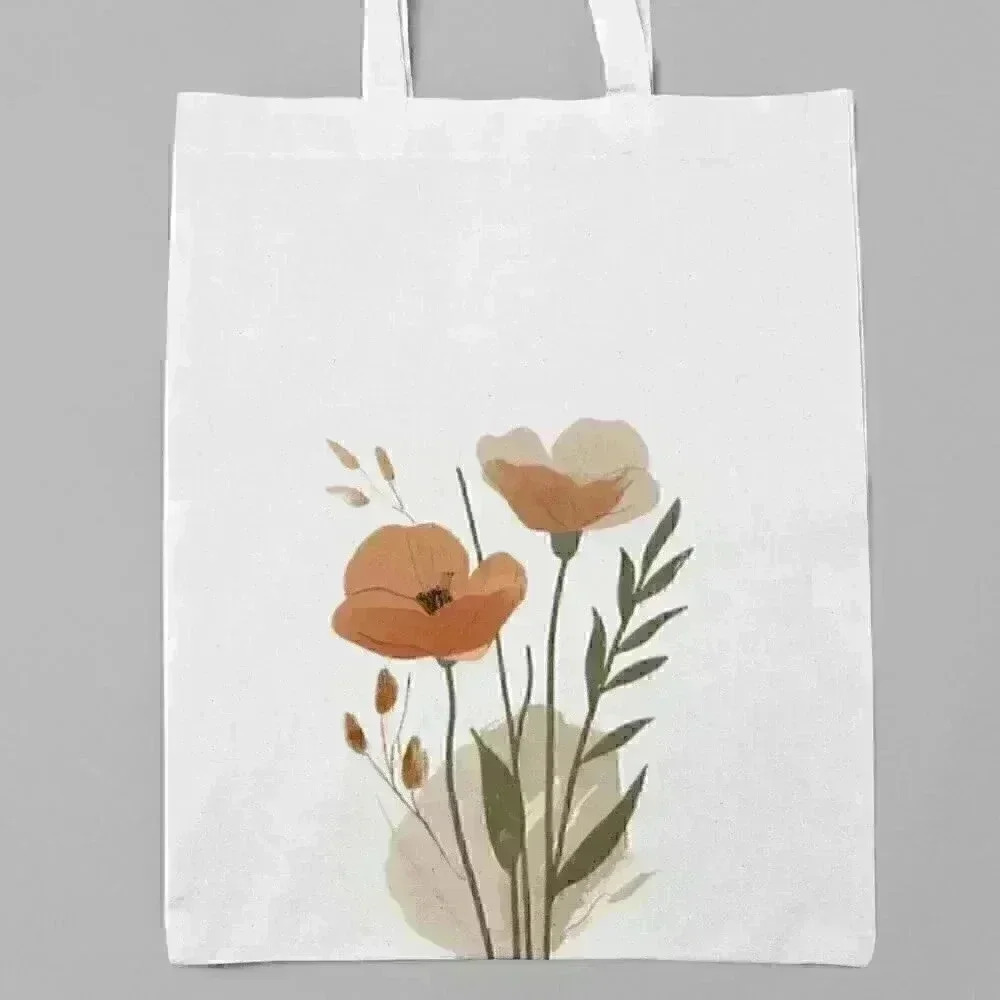 Floral boho recycled canvas tote bag  87